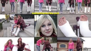 Beatrice Double SLWC Very Public City Crutching and Casted Foot Show