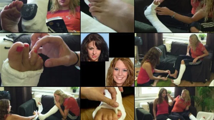 Hillary Term LLWC & Britney Term SLWC Sisterly Casted Foot Cleanup with Closeup Foot Play (in )