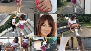 Suzy SLWC Sexy in Skyscraper Heel Gimping the Town and Showing Off her Casted Toes With Foot Play & Cast Talk