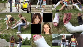 Tiffany LLWC and Suzy SLWC Gimping Lessons and Very Ticklish Pebble Removal With Cast Talk and Foot Play (in )