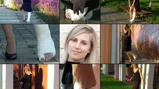 Simone SLWC with Toe Spica, Hot Date, Lil Black Dress & Big White Cast - Gimping & Foot Play