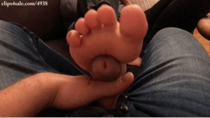 Cock through fly footjob ( )