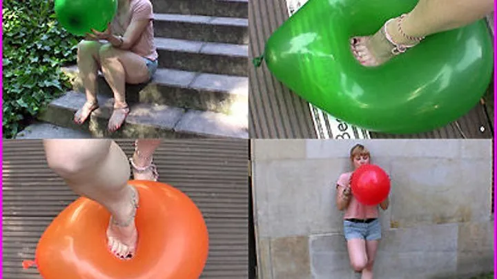 Dasha blows up Balloons and Pops them with her pretty Feet