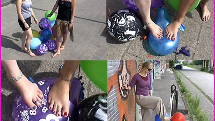 Francesca, Dasha and Larielle pop Balloons with their Beautiful Bare Feet