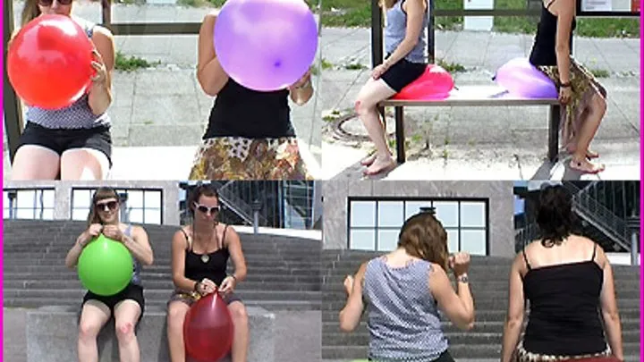 Francesca and Dasha blow up Balloons and Sitpop them