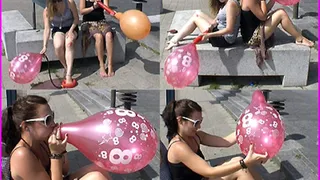 Francesca and Dasha pump up Balloons until they Pop