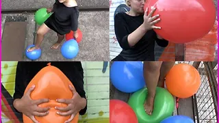 Cynthia pops Balloons with Bare Feet, Fingers and Blow-to-Pop