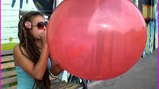 Sheila blows up a Balloon in public until it Pops