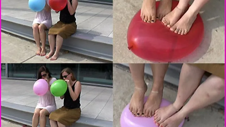 Suse and Liv blow up Balloons and pop them with their Bare Feet