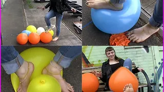 Dasha pops Balloons with her beautiful Bare Feet