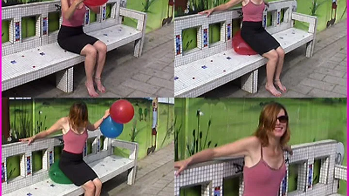 Jessica Sit-Pops Balloons in Public