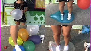 Sheila pops Balloons in Sneakers and white Socks