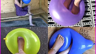 Valeska pops Balloons with her beautiful Bare Feet pt. 2