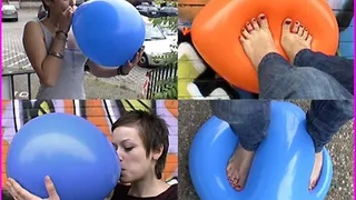 Cute Quila pops Balloons with her Bare Feet