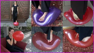 Sasha pops Balloon with her Beautiful Bare Feet in Public