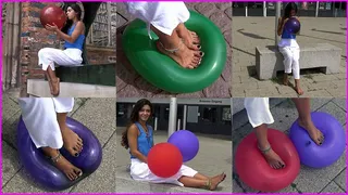 Tanita's beautiful Bare Feet pop Balloons around Town