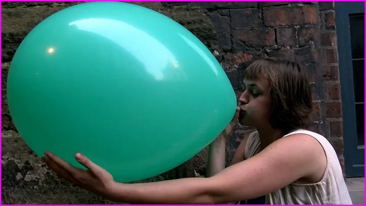 Toni sensually Blows Up a large Balloon and Pops it with her Bare Feet