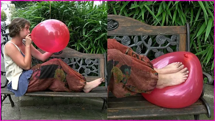 Toni pops a Balloon on a Public Bench