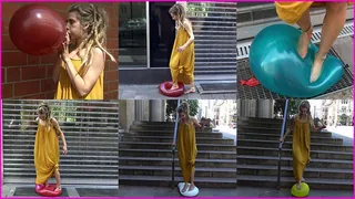 Barefoot Girl Skye pops Balloon in Public pt 3