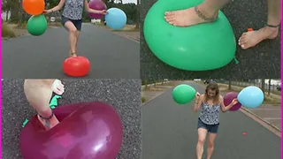 Dasha steps on a bunch of Balloons barefooted