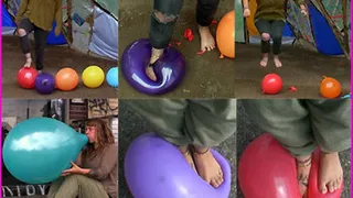 Barefoot Hippie Vivi's first time Balloon Blow-to-Pop and Foot-Pop