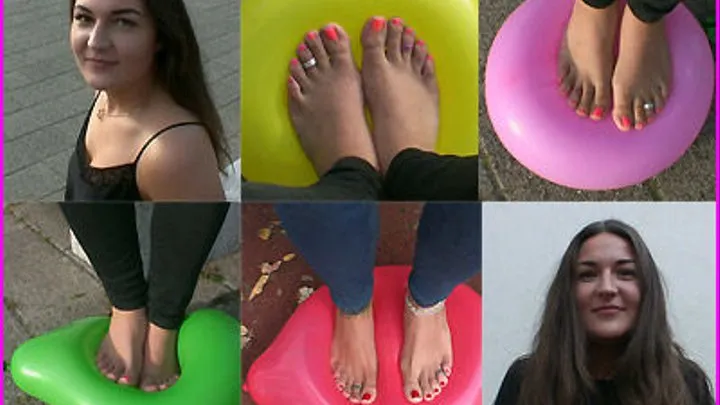 Celina's gorgeous long Toes and beautiful Bare Feet squish Balloons