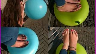 Celina pops Balloons with her gorgeous Bare Feet