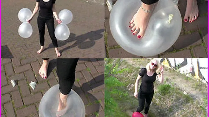 Madeline's outdoor Barefoot Balloon Pop