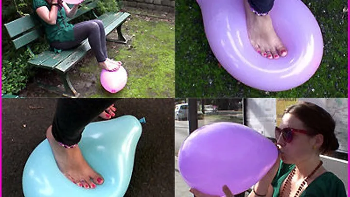 Francesca steps on Balloons with her Beautiful Bare Feet