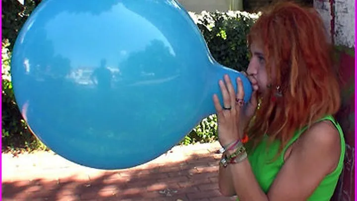 Dreadlocked Hippie Girl Skye's Balloon Blow-to-Pop