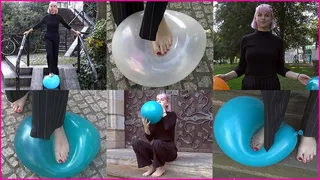 Alina pops Balloons with her cute Bare Feet