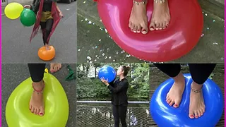 Tanita and Christin pop Balloons with their Bare Feet