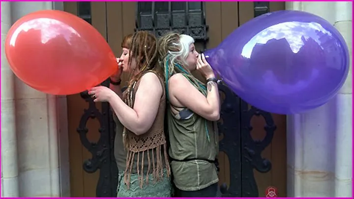 Sari and Nika's first time Balloon Blow-to-Pop