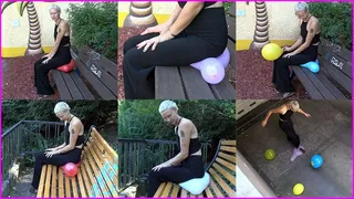 Solara pops Balloons by Sitting and Stomping on them