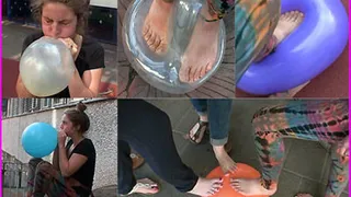 Zina's Barefoot Balloon Popping in Public