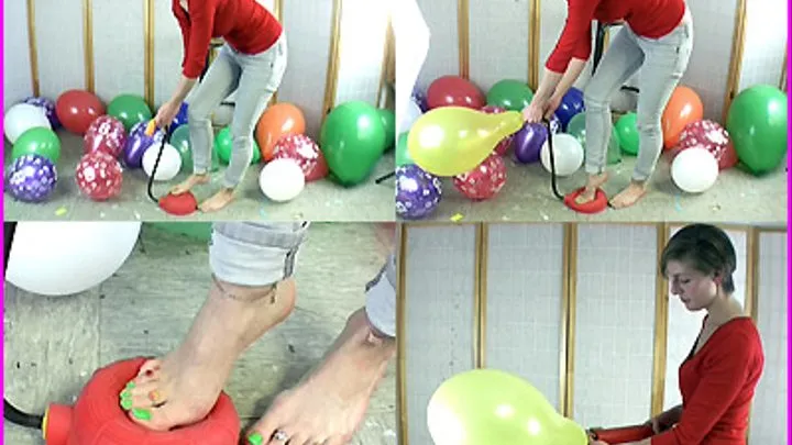 Janina pumps up Balloons and Pops them