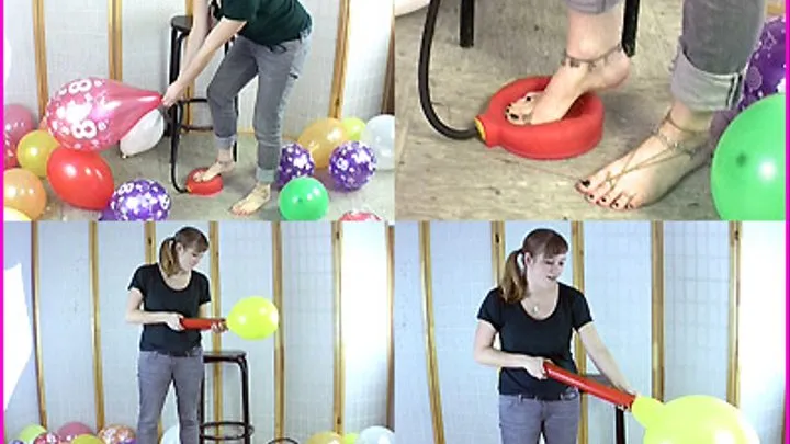 Dasha pumps up Balloons until they Pop