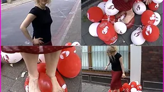 Balloon Cluster Popping on the Street