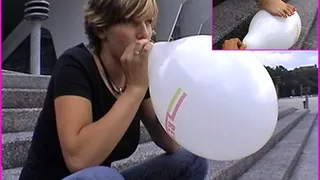 Ava inflates Balloons and steps on them