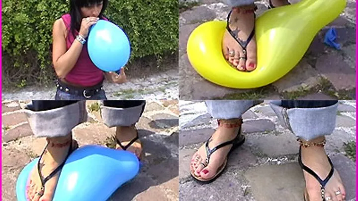 Jasmine inflates Balloons and Steps on them