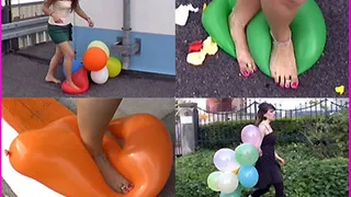 Giselle and Anne prefer to pop Balloons barefooted