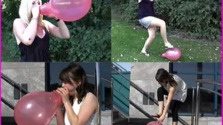 Girls try to Blow2Pop Balloons