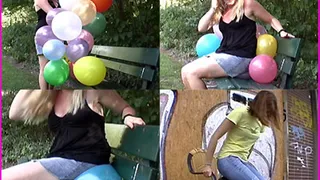 Brit sits on a bunch of Balloons (+ Bonus Clip)