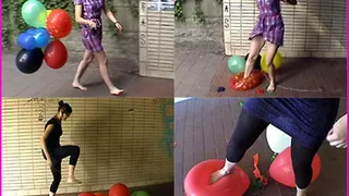 Juliane and Tomma Stomp Balloons Barefooted