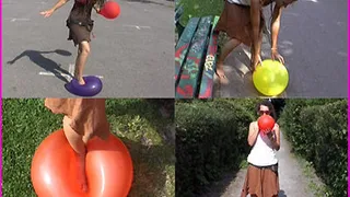 Dreadlocked Barefoot Hippie Girl Tara pops Balloons