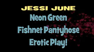 Jessi June - Neon Green Fishnets Nude