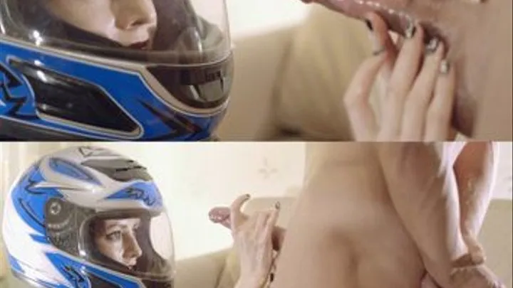 HandJob in Motorcycle Helmet - IPOD