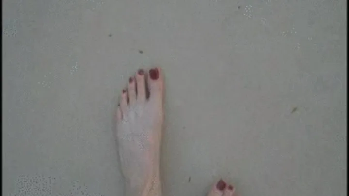 Walking feet with red toe nails