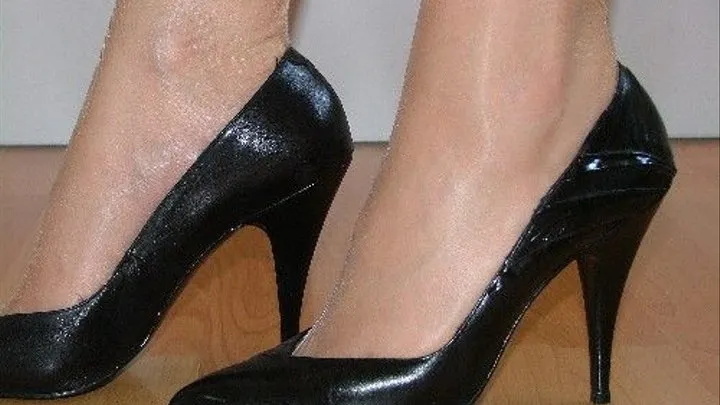 Black 80's Style heels in the stream