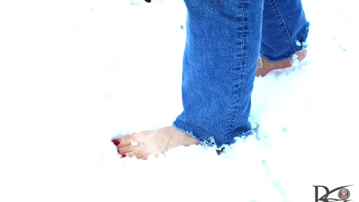 Snow Walking With Naked Feet